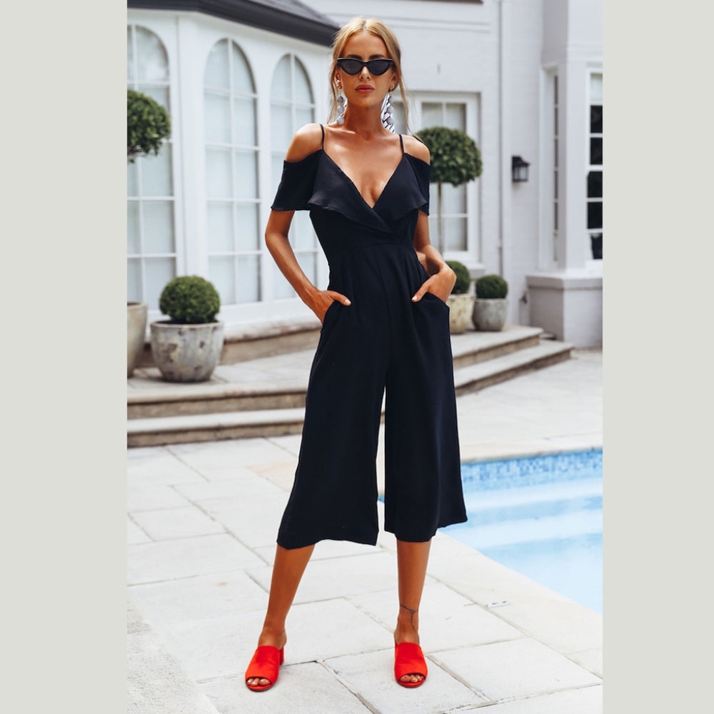 NWOT Hello Molly Black Ruffle Jumpsuit XS